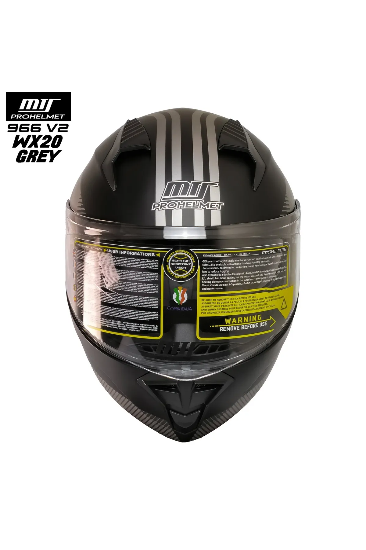 MTS M-966 V2 VX20 GRİ SİYAH ÇENE AÇILIR KASK